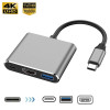 3 in 1 Multiport USB-C Hub with 4K HDMI-compatible USB 3.0 Port PD Quick Charging Docking Station for MacBook Pro/Air Laptop