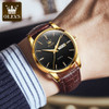 OLEVS 6898 Quartz Genuine Leather Strap Watch For Men, Business High Quality Waterproof Men Wristwatch Calendar Week Display