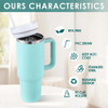 1200ml 40oz Thermos Cups with Straw Travel Mug with Handle In-Car Vacuum Car Thermos Coffee Cup Double Layer Travel Water Mug