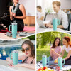 1200ml 40oz Thermos Cups with Straw Travel Mug with Handle In-Car Vacuum Car Thermos Coffee Cup Double Layer Travel Water Mug