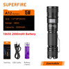 SUPERFIRE A12 ultra powerful flashlight Walking Adventure Fishing 15W Zoom torch light rechargeable power Emergency Portable