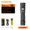 SUPERFIRE A12 ultra powerful flashlight Walking Adventure Fishing 15W Zoom torch light rechargeable power Emergency Portable