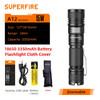 SUPERFIRE A12 ultra powerful flashlight Walking Adventure Fishing 15W Zoom torch light rechargeable power Emergency Portable