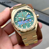 MEGIR Gold Green Sport Metal Watch Men Fashion Waterproof Stainless Steel Chronograph Quartz Wristwatch with Luminous Hands Date