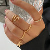 Boho Gold Color Heart Rings Set For Women Vintage Geometric Cross Pearl Butterfly Finger Rings Female Trendy Jewelry Gift