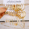 Bohemia Vintage Pearl Circle Hoop Earring Set Gold Color Heart Butterfly Drop Earring Zircon Ear Studs Women Jewelry Gifts