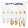 Bohemia Vintage Pearl Circle Hoop Earring Set Gold Color Heart Butterfly Drop Earring Zircon Ear Studs Women Jewelry Gifts
