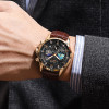 LIGE Luxury Quartz Man Watch Starry Sky Leather Watch for Mens Waterproof Luminous Wristwatch Chronograph Auto Date Reloj Hombre