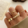 Modyle Punk Geometric Silver Color Chain Wrist Rings For Women Men Charm Hip Hop Chain Open Rings Set Couple Fashion Jewelry