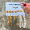 Modyle New Gold Color Pearl Drop Earrings Set For Women Punk Vintage Circle Geometric Dangle Earrings Trendy Jewelry Gifts