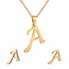 Fashion Stainless Steel A-Z Alphabet Initial Necklace 26 English Letter Earrings Necklace For Women Set Personalize Jewelry Gift