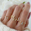 Boho Zircon Rings Set Gold Color Women Bohemia Crystal Letter LOVE Heart Moon Arrow Flower Ring Lovers Wedding Jewelry Gifts