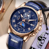 Blue Watch LIGE Men Luxury Watch Leather 30M Waterproof Sports Quartz Wristwatch Chronograph Watch for Men Relogio Masculino+Box