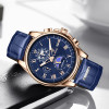 Blue Watch LIGE Men Luxury Watch Leather 30M Waterproof Sports Quartz Wristwatch Chronograph Watch for Men Relogio Masculino+Box