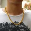 Plated 100% Real Gold 24k 999 gold Necklace Men's 999 24 K Jewelry Thai Chain Bold Beaded Pure 18K Gold Jewelry