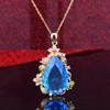 Solid 14K Gold Necklace Origin amethyst Jewelry Pendant for Women 14 K Yellow Gold SAPPHIRE Gemstone Chains Necklace