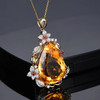 Solid 14K Gold Necklace Origin amethyst Jewelry Pendant for Women 14 K Yellow Gold SAPPHIRE Gemstone Chains Necklace