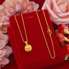 Real Gold 24k Coating Necklace for Women Wedding Engagement Hollow Ball Pendant Chain Neck Collar Female K Gold Jewelry Gifts