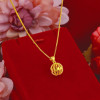 Real Gold 24k Coating Necklace for Women Wedding Engagement Hollow Ball Pendant Chain Neck Collar Female K Gold Jewelry Gifts