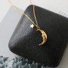 Titanium With 18 K Gold Moon Star Charms Necklace Women Stainless Steel Jewelry Designer T Show Runway Gown Rare Gothic Japan