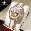 OUPINKE Brand Luxury Automatic Watch for Women Diamond Skeleton Sapphire Crystal Bracelet Set Ceramic Mechanical Ladies Watches