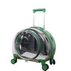 Lightweight Pet Bag Trolley Case Transparent Capsule Dog Cat Travel Carrier with Roller and Zipper Outlet