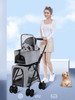 Detachable 2 Layer Pet Stroller Foldable Dog Trolley Portable Cat Cage Cat Carrier Dog Stroller Load Bearing 20kg Dog Carrier