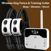 2 IN 1 Wireless Electronic Dog Fence System & Remote Training Collar Beep Shock Vibration and Pet Containment For All Size Puppy