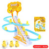 Electric Duck Track Rail Racing Slide Piggy Climbing Stairs Baby Toy LED Lights Musical Slide Roller Coaster Toys for Gift