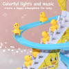 2023 Kids Electric Small Duck Climbing Stairs Toy DIY Rail Racing Track Music Roller Coaster Duck Toy For Baby Kids Gift