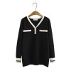 Plus Size Sweater Women Autumn/Winter Jumper Chic V Neck Three Buttons Knitted Pullover Casual Jumpers