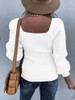 Plus Size Women's Fashion Square Neck Long Lantern Sleeve Solid Color Sweater Fit Chunky Knitted Sweaters Pullover Jumper Tops