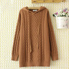 4XL Plus Size Hooded Sweater For Women Autumn New Retro Twist Pattern Jumper Winter Leisure Knitting Loose Pullover