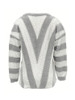 Plus Size Womens Long Sleeve Deep V Neck Zipped Up Hand Knit Striped Sweater Tops Loose Pullover Jumper Tops