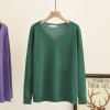 Womens Plus Size Autumn Winter Sweaters Casual Clothing Long Sleeve V-Neck Jumpers Simple Solid Color Knitted Pullovers A2 2363