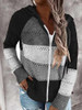 Women Patchwork Hooded Sweater Casual Long Sleeve Knitted Sweater Top Striped Elegant Pullover Jumpers Autumn Winter Plus Size