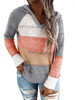 Women Patchwork Hooded Sweater Casual Long Sleeve Knitted Sweater Top Striped Elegant Pullover Jumpers Autumn Winter Plus Size