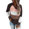 Women Patchwork Hooded Sweater Casual Long Sleeve Knitted Sweater Top Striped Elegant Pullover Jumpers Autumn Winter Plus Size