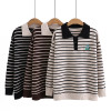 4xl Autumn Plus Size Jumper Woman Clothing LOOSE Knitted Pullover Fashion Stripe Embroidery Curve Sweater Winter