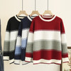 4xl Autumn Plus Size Jumper Woman Clothing LOOSE Knitted Pullover Winter Fashion Color Block O-Neck Curve Sweater