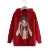 4xl Autumn Plus Size Jumper Woman Clothing LOOSE Knitted Pullover Fashion Dobby Cartoon Hat Rabbit Hooded Curve Sweater Winter