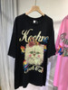 4XL Plus Size Rhinestone Cat Fashion Women Blouses 2022 Elegant Summer Short Sleeve Large Size Luxury T-shirts for Women Fashion