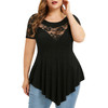 Floral Lace Hollow Out Sexy T Shirts Women Blouse Summer Big Size Tops Ladies Ruffles Irregular Blusas Plus Size 5XL