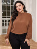 Add Elegant Plus Size Fashion Blouse Women Stand Collar Long Sleeve Shirt OL Work Shirts Casual Solid Loose Tops Female Blouses