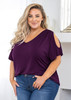 SHOWMALL Women's Plus Size Summer Tops Short Sleeve Clothes Cold Shoulder Blouse V Neck Tunic Shirts L-4X