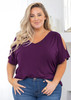 SHOWMALL Women's Plus Size Summer Tops Short Sleeve Clothes Cold Shoulder Blouse V Neck Tunic Shirts L-4X