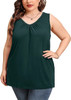 SHOWMALL Women’s Plus Size Sleeveless T-Shirt Pleated Front T-Shirt V Neck Sexy Blouses for Women