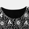 YTL Women Plus Size Tunic Retro Lace Top O-Neck Patchwork Flare Sleeve Blouse Spring Autumn Female Black Shirt 7XL 8XL W027