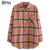 Plaid Shirts Women Plus Size Long Sleeve Button Down Blouse Fashion Casual Plaid Tops Overshirt ouc1558