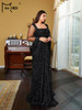 Missord Plus Size Square Neck Backless Bell Sleeve Mermaid Evening Dress